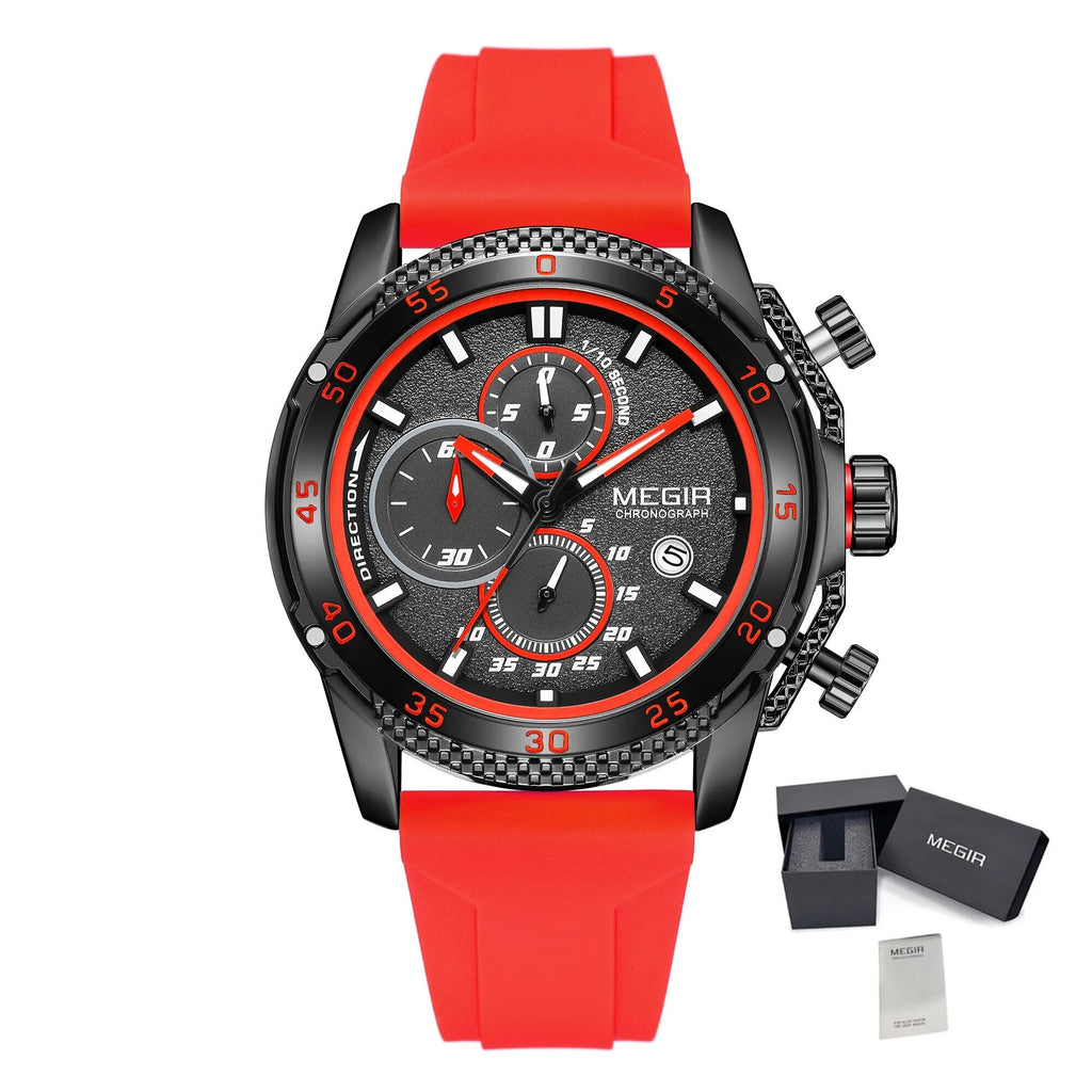 MEGIR Men's Watches Luxury Military Sport Wristwatches Waterproof Luminous Silicone Strap Quartz Chronograph Reloj Hombre 2211
