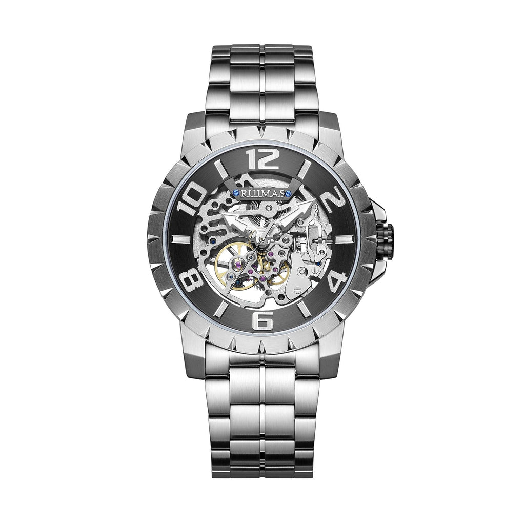 RUIMAS Men Mechanical Watch Luxury Automatic Stainless Steel Bracelet Wristwatches 5ATM Waterproof Clock Relogio Masculino 6784