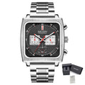 MEGIR Watches for Men Luxury Black Sports Casual Chronograph Waterproof Calendar Square Dial Wristwatches with Date Clock 2182
